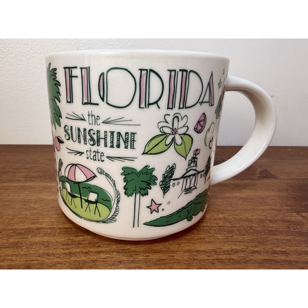 Starbucks Florida Mug Been There Series Sunshine State 14 oz Coffee Tea Cup Pink